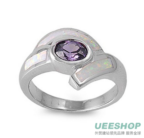 Sterling Silver Woman's Purple Colored CZ Ring Classic Comfort Fit Pure 925 Band 14mm Early Black Friday Sale