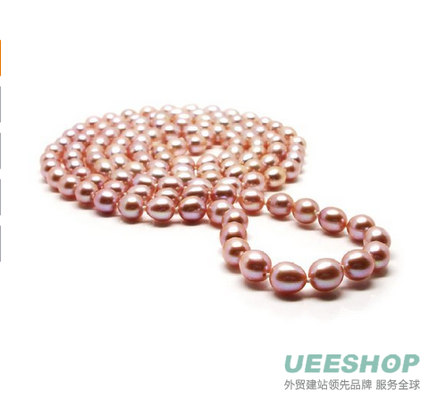 HinsonGayle AAA Handpicked 8.0-8.5mm Ultra-Luster Naturally Pink Round Cultured Freshwater Pearl Rope Necklace (48" Long Strand)