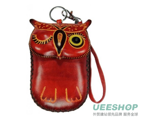 Littlekapsworld Girls' Genuine Leather Winking Owl Phone Purse Wristlet