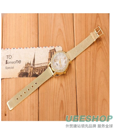 Bessky(TM) 2015 Gold Ladies Crystal Butterfly Gold Stainless Steel Mesh Band Wrist Watch