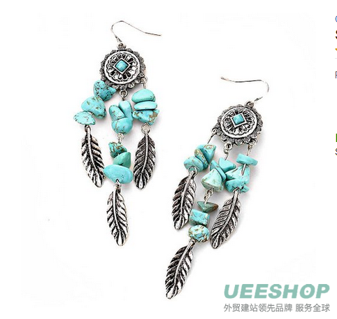 Silver and Turquoise Dreamcatcher Earrings