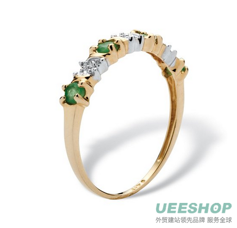 .32 TCW Round Genuine Emerald and Diamond Accent 10k Gold Band Ring