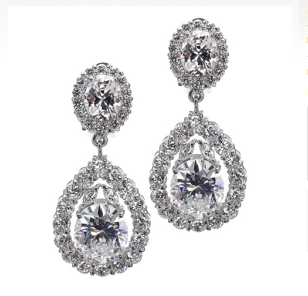 Katarina's Fancy Earrings - 9.5 TCW Pear Drop CZ - Final Sale