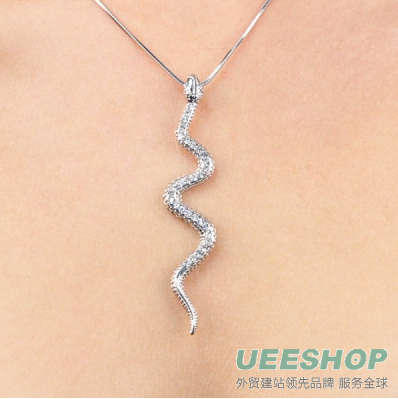Lyndi's Pave snake Necklace - Silver