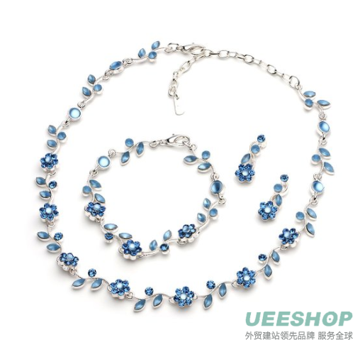 USABride Floral Vine 3-Piece Necklace, Earrings & Bracelet Jewelry Set 1556