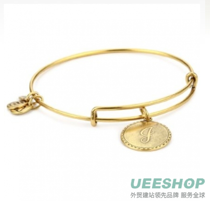 Alex and Ani "Bangle Bracelet Bar" "J" Russian Gold-Plated Bangle Bracelet