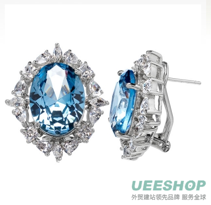 Faux Wish Diamond Earrings - Blue CZ