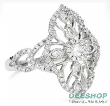 Katie Decker "Baroque" 18k White Gold and Diamond Ring, Size 7