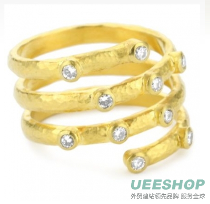 GURHAN "Spring" 10 White Diamond High Karat Gold Coil Ring, Size 7