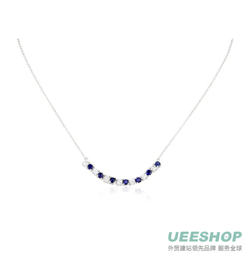 Sterling Silver Created Sapphire Bar Necklace, 18"