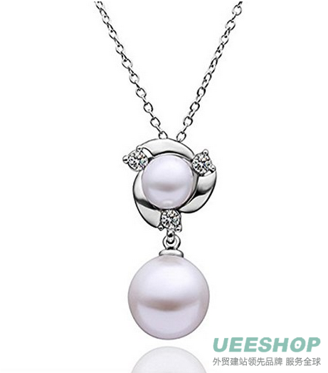 Hot NEW Silver Plated Crystal Lucky Clover Pendant Necklace Fashion Jewelry